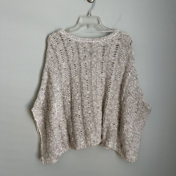 Left on Houston Ivory Beige Sweater Poncho - Picture 3 of 5